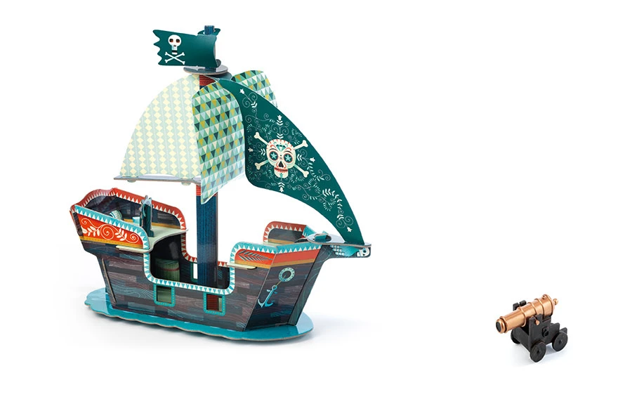 Djeco Speelfiguren - Pop To Play Piratenboot 3D 2 Djeco Speelfiguren - Pop To Play Piratenboot 3D - Afbeelding 2