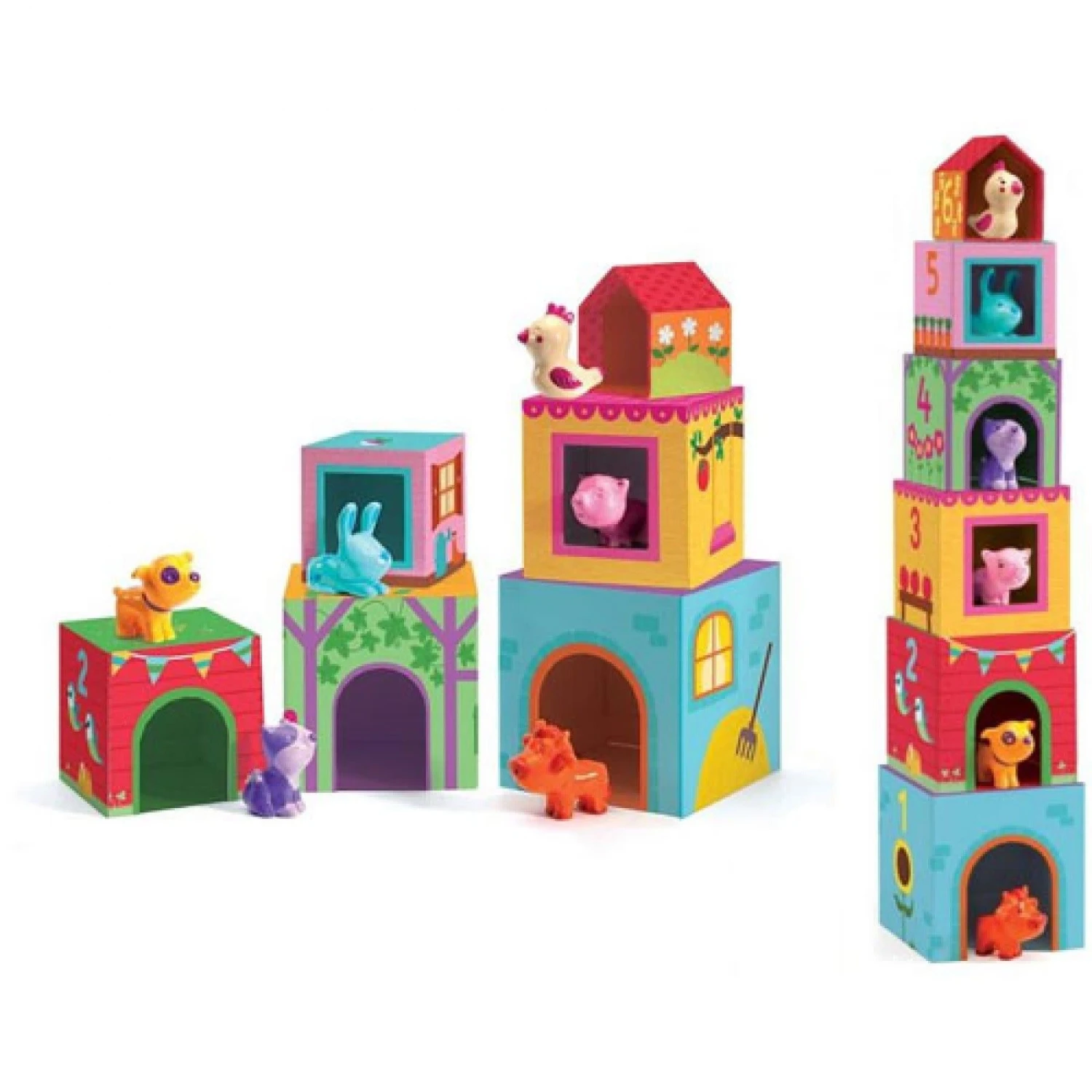 Djeco Speelgoed, Stapelblokken - Topanifarm, Boerderij Inclusief Diertjes 1 Djeco Speelgoed, Stapelblokken - Topanifarm, Boerderij Inclusief Diertjes