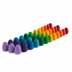 Grapat Grapat Loose Parts: Houten Eieren Gekleurd, 36 St. (Mandala Rainbow Eggs)