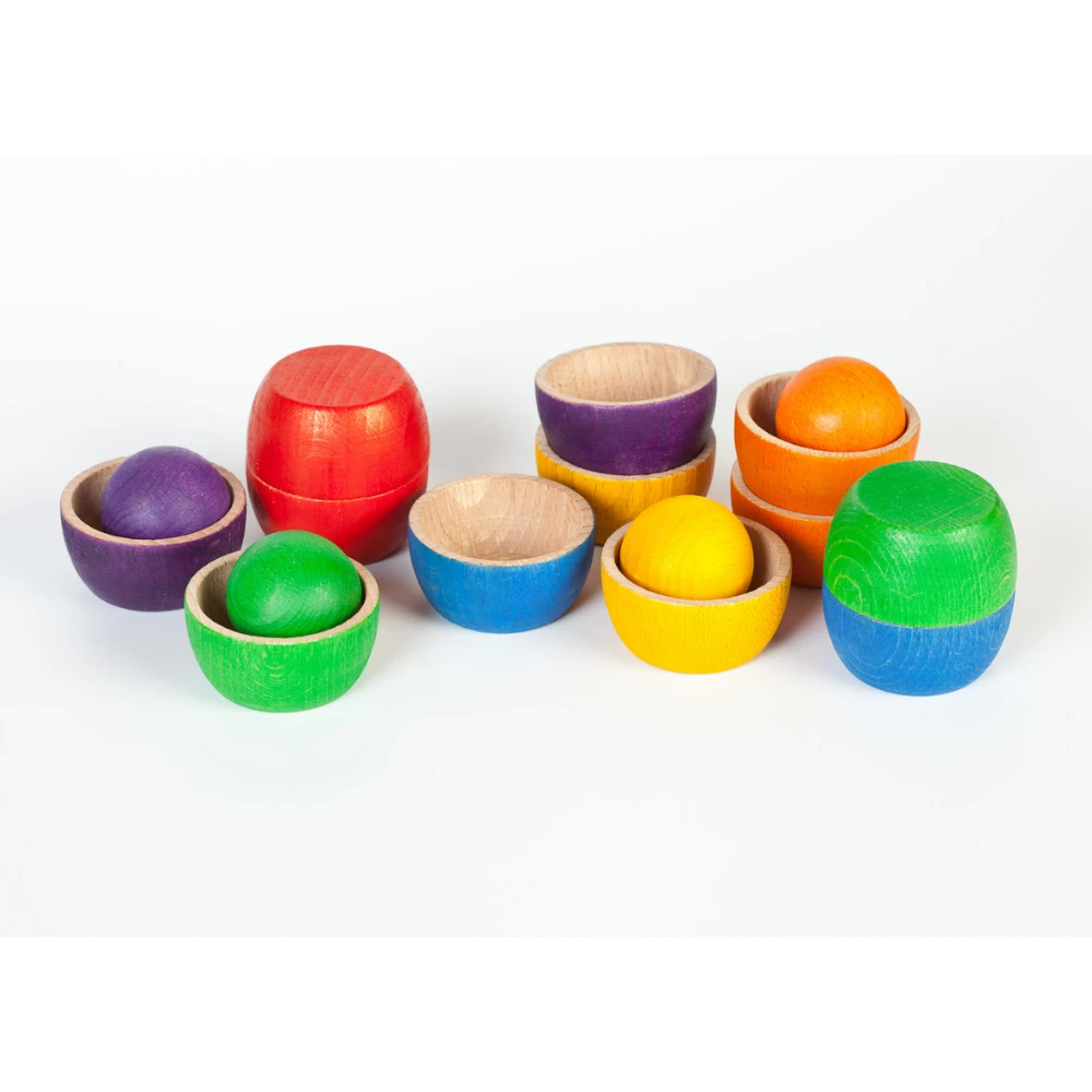 Grapat Houten Bakjes Met Ballen, Gekleurd (The Bowls And The Ball) 2 Grapat Houten Bakjes Met Ballen, Gekleurd (The Bowls And The Ball) - Afbeelding 2