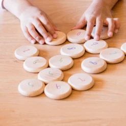 Grapat Houten Munten Met Getallen, 60st. (Coins To Count)