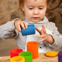 Grapat Houten Potjes Met Deksel, 6st. (6 Cups With Lid In Colour) -Speelwereld Aanbiedingen Winkel grapat houten potjes met deksel 6st 6 cups with li 2