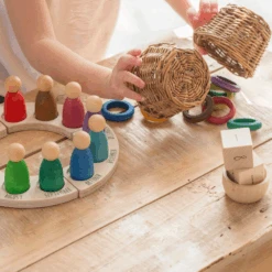 Grapat Houten Ringen Gekleurd 12st. (12 X Rings Waldorf)