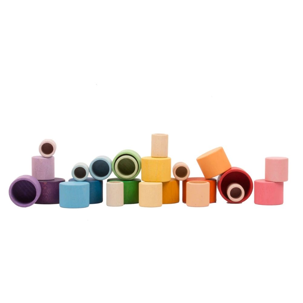 Grapat Houten Stapelbakjes Gekleurd, 24st. (Nest Bowls) 3 Grapat Houten Stapelbakjes Gekleurd, 24st. (Nest Bowls) - Afbeelding 3