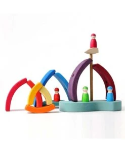 Grimms Houten Speelgoed - Stapeltoren Boot, 12-delig (boat Stacking Tower) -Speelwereld Aanbiedingen Winkel grimms houten speelgoed stapeltoren boot 12 delig 2