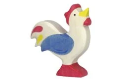 Holztiger Boerderij: haan blauw 8x2x7cm, hout