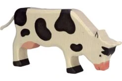 Holztiger Boerderij: koe grazend, zwart 19x3x11cm, hout