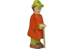 Holztiger Houten Figuren - Kerstmis: herder met staf oranje/groen