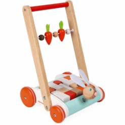 Janod Houten Speelgoed - Loopkar, Blokkenkar Lapin