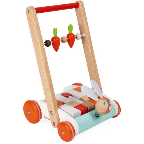 Janod Houten Speelgoed - Loopkar, Blokkenkar Lapin 1 Janod Houten Speelgoed - Loopkar, Blokkenkar Lapin