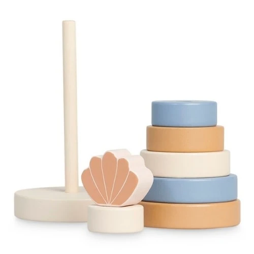 Jollein Houten Speelgoed - Houten Stapeltoren Schelp Blauw (shell Blue) 2 Jollein Houten Speelgoed - Houten Stapeltoren Schelp Blauw (shell Blue) - Afbeelding 2