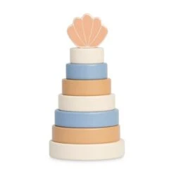 Jollein Houten Speelgoed - Houten Stapeltoren Schelp Blauw (shell Blue)