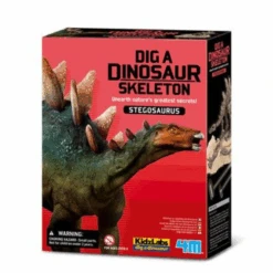 KidzLabs:  GRAAF-JE-DINOSAURUS-OP (Stegosaurus), skeletbouwset in een blok Plaaster, doos 17x22x6cm, 8+