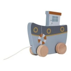 Little Dutch Houten Speelgoed - Houten Trekfiguur Boot Sailors Bay -Speelwereld Aanbiedingen Winkel little dutch houten speelgoed houten trekfiguur bo 2