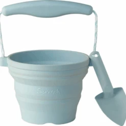 Scrunch Buitenspeelgoed, Zandbakspeelgoed - Emmer Met Schep Blauw, 14x12,5cm (opvouwbaar)