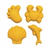 Scrunch Buitenspeelgoed, Zandbakspeelgoed - Zandvormpjes Mosterd, Set Van 4 (opvouwbaar)
