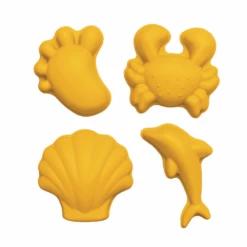 Scrunch Buitenspeelgoed, Zandbakspeelgoed - Zandvormpjes Mosterd, Set Van 4 (opvouwbaar)