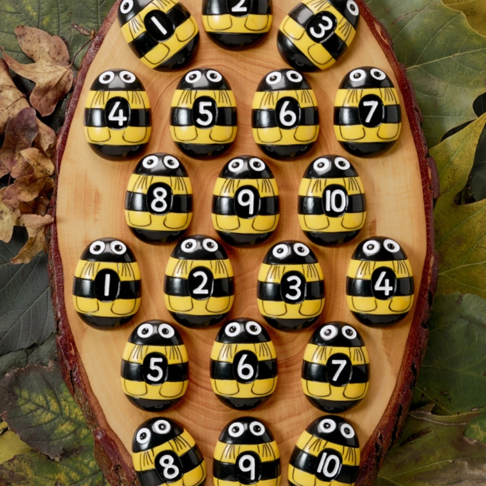 Yellow Door Sensomotorische Speelstenen, Educatief - Getallen Stenen Bijen 1-10 (honey Bee Number Stones), Set Van 20 4 Yellow Door Sensomotorische Speelstenen, Educatief - Getallen Stenen Bijen 1-10 (honey Bee Number Stones), Set Van 20 - Afbeelding 4