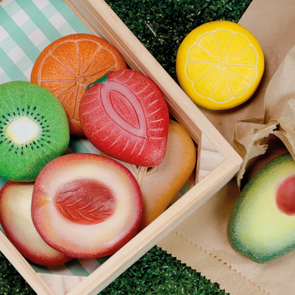 Yellow Door Sensomotorische Speelstenen - Fruit, Set Van 8 5 Yellow Door Sensomotorische Speelstenen - Fruit, Set Van 8 - Afbeelding 5